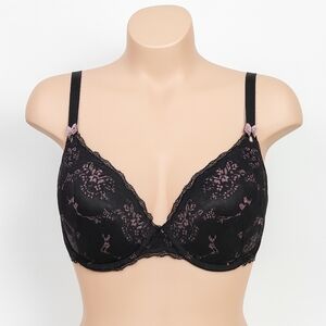 Avenue Body Women's Floral Lace Padded Underwire Bra Blue Bow 42DDD Feminine